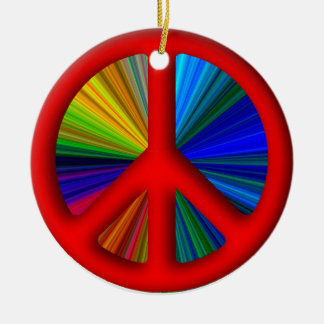 Peace Sign Christmas Ceramic Tree Decoration