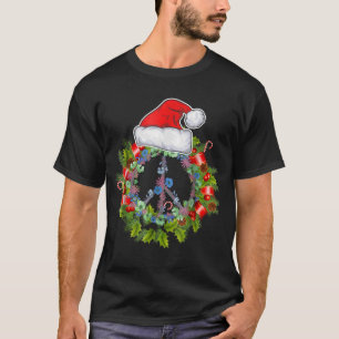 Peace Sign Christmas Wreath Gift For Men Women Kid T-Shirt
