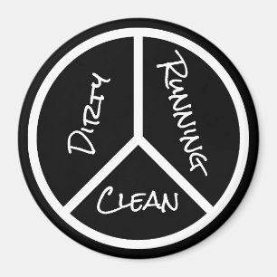 Peace Sign Clean Dirty Running B&W Dishwasher Magnet