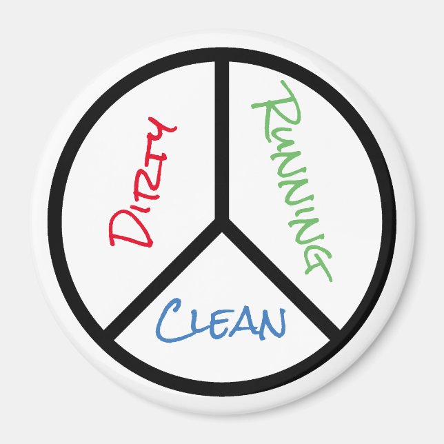 Peace Sign Clean Dirty Running Dishwasher Magnet (Front)