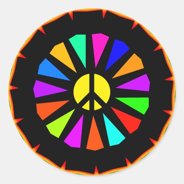 PEACE SIGN COLOR WHEEL CLASSIC ROUND STICKER (Front)