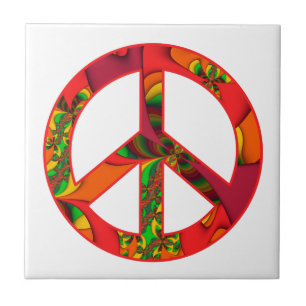 Peace Sign Colour Me Bright #2 Ceramic Tile