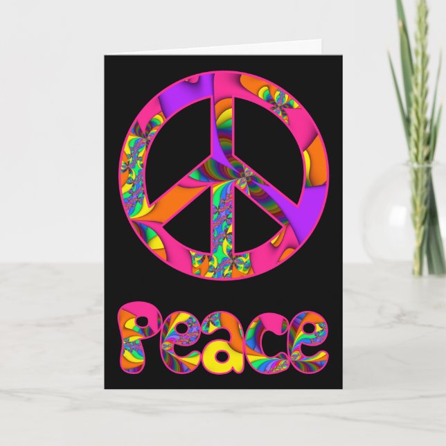 Peace Sign Colour Me Bright Greeting Card (Front)