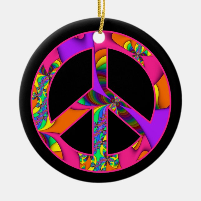 Peace Sign Colour Me Bright Ornament (Front)