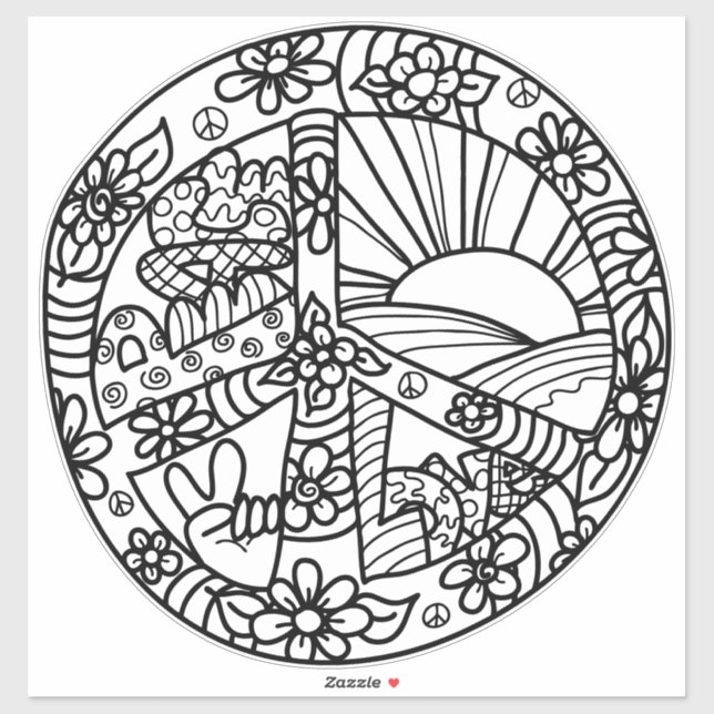 Peace Sign Colour Me Cute (Sheet)