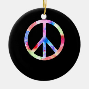 Peace Sign Colourful Ceramic Tree Decoration