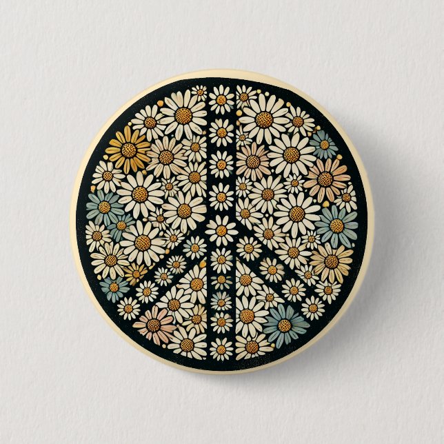 Peace Sign Daisies                                 6 Cm Round Badge (Front)