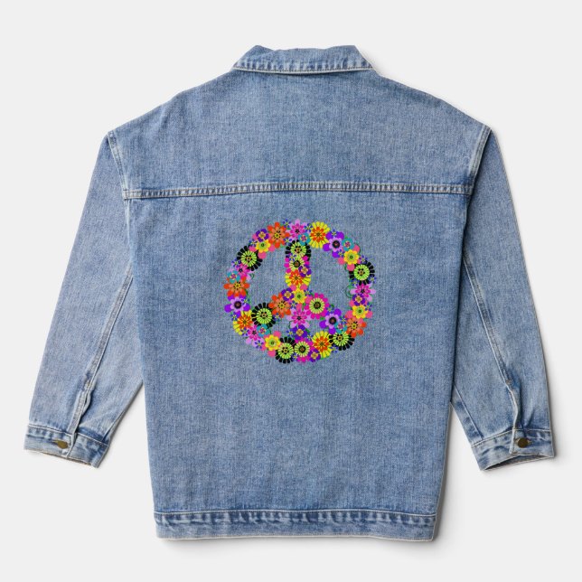 Peace Sign  Denim Jacket (Back)