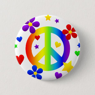 peace sign design 6 cm round badge