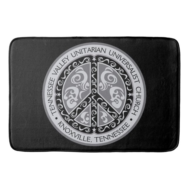 Peace Sign Design in Black & White Bath Mat (Front)