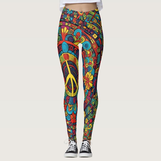Peace Sign, Doodles  Leggings (Front)
