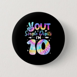 Peace Sign Double Digits 10th Birthday For Girls B 6 Cm Round Badge