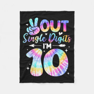 Peace Sign Double Digits 10th Birthday For Girls B Fleece Blanket