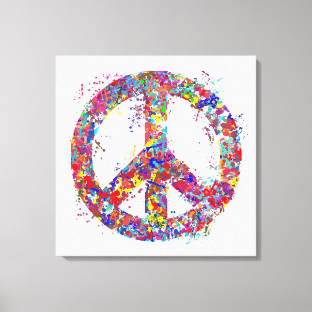 Peace Sign, Drip Art Canvas Print (Front)