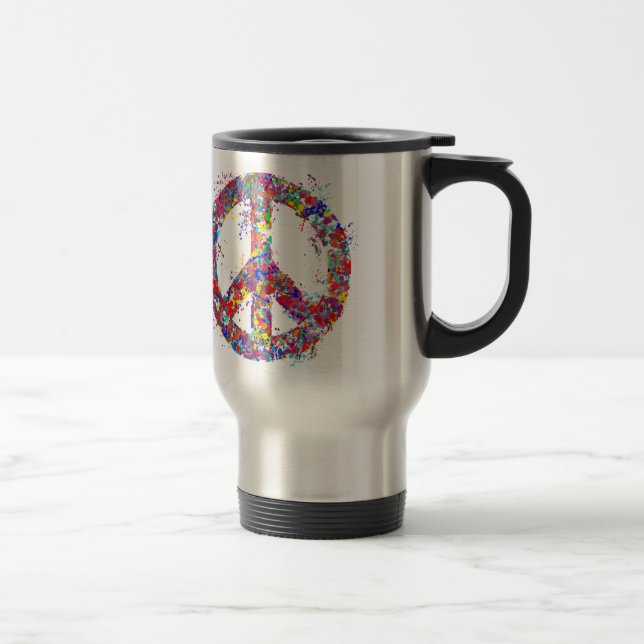 Peace Sign, Drip Art Travel Mug (Right)