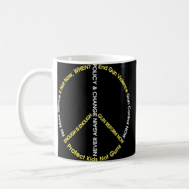 Peace Sign Enough End Gun Violence Awareness Wear  Coffee Mug (Left)