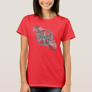 Peace Sign Filigree Floral Scroll T-Shirt