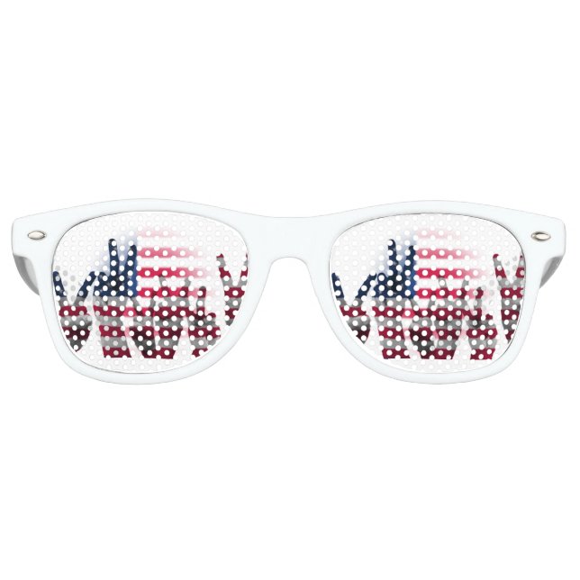Peace Sign Fingers American Flag Retro Sunglasses (Front)