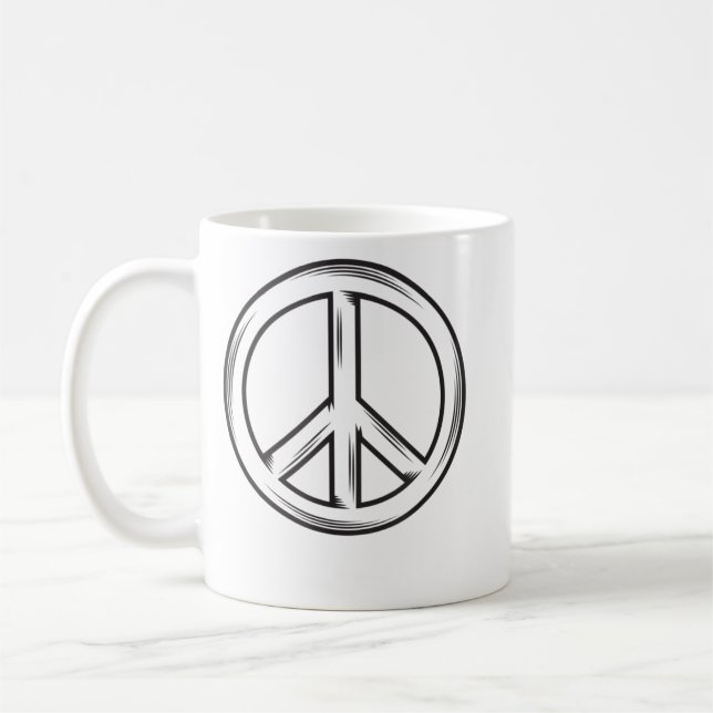 Peace Sign Fingers T-Shirt Peace Sign Hand Shirt Coffee Mug (Left)