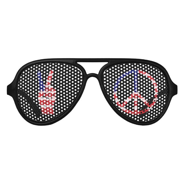Peace Sign Flag Colours Aviator Sunglasses (Front)