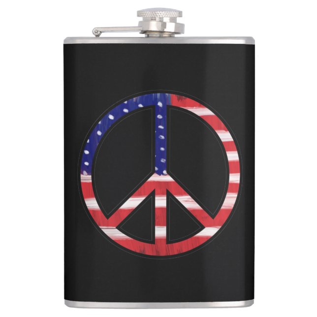 Peace Sign Flag Colours Hip Flask (Front)