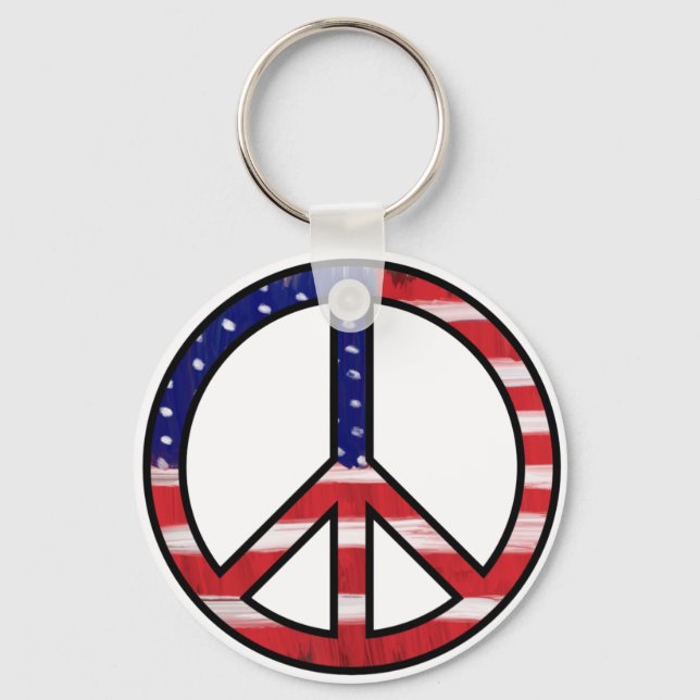 Peace Sign Flag Colours Key Ring (Front)