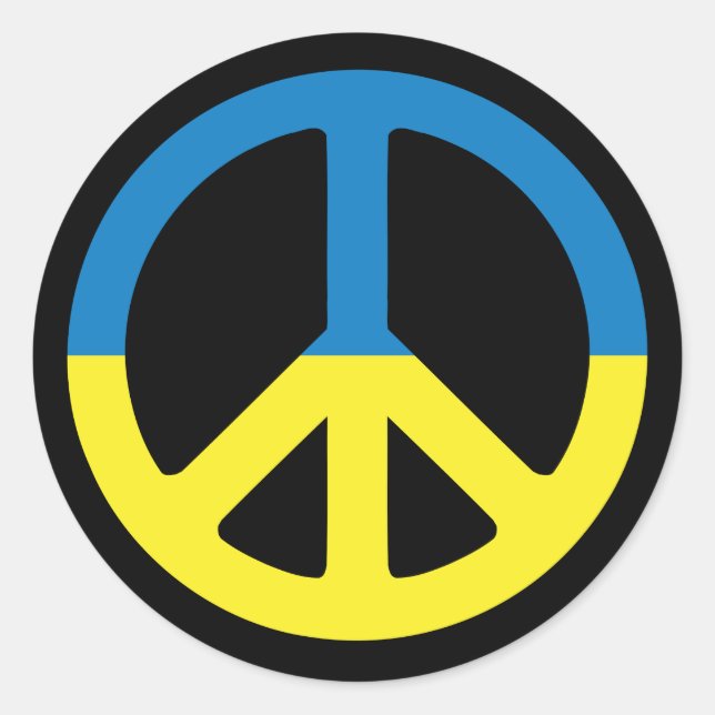 Peace Sign - Flag of Ukraine - Прапор України  Classic Round Sticker (Front)