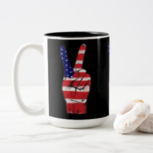 Peace Sign Flag Two-Tone Coffee Mug