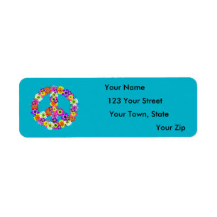 Peace Sign Floral in Turquoise