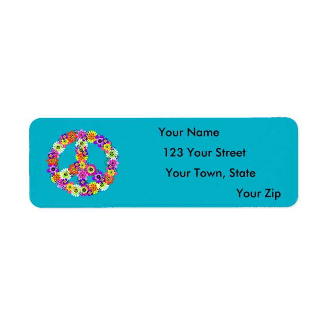 Peace Sign Floral in Turquoise (Front)