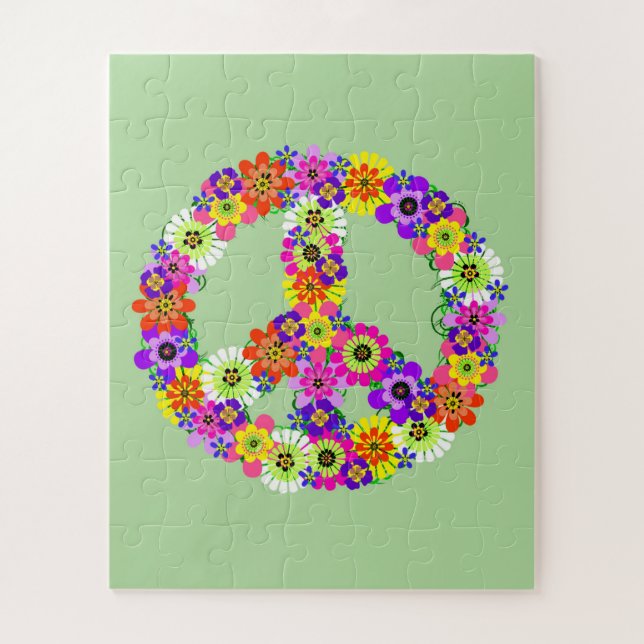 Peace Sign Floral Jigsaw Puzzle (Vertical)