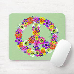 Peace Sign Floral Mouse Mat