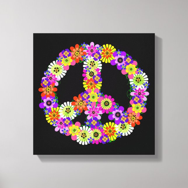 Peace Sign Floral on Black (Front)