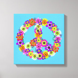 Peace Sign Floral on Sky Blue