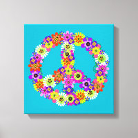 Peace Sign Floral on Turquoise
