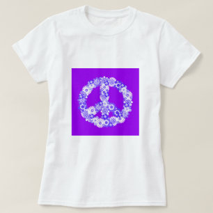 Peace Sign Floral Purple T-Shirt