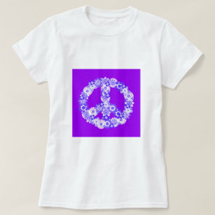 Peace Sign Floral Purple T-Shirt