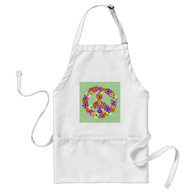 Peace Sign Floral Standard Apron (Front)