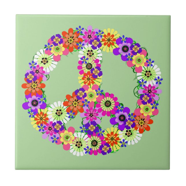 Peace Sign Floral Tile (Front)