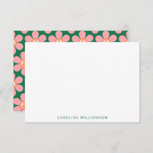 Peace Sign Flower Green Pink Baby Shower Name Card