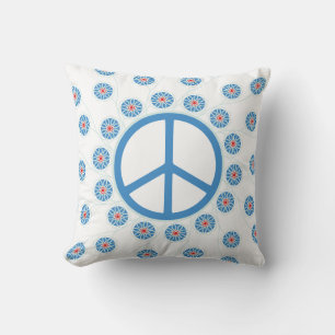 Peace Sign Flowers Cushion