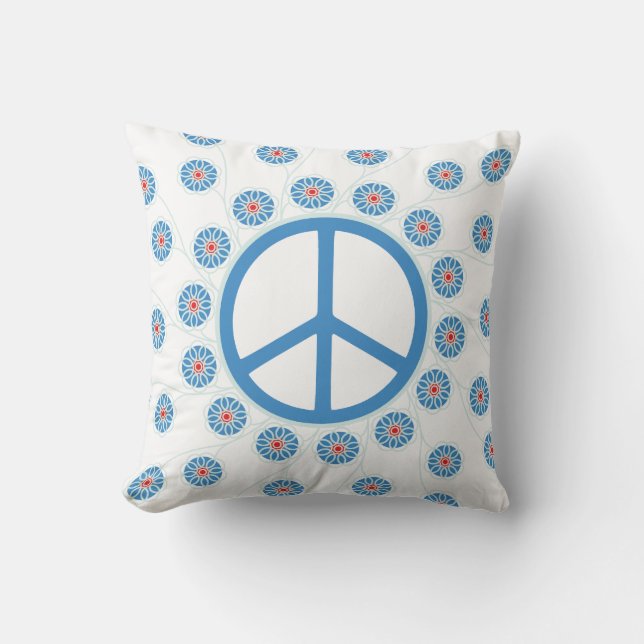 Peace Sign Flowers Cushion (Front)
