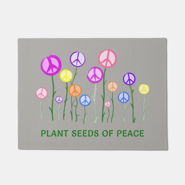 Peace Sign Flowers Doormat (Front)