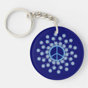 Peace Sign Flowers Key Ring