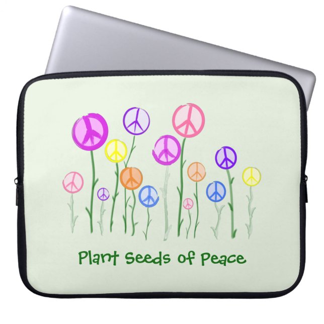 Peace Sign Flowers Laptop Sleeve (Front)