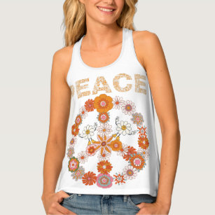 PEACE SIGN - FLOWERS LOVE - Womens Tank Top