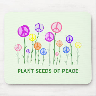 Peace Sign Flowers Mouse Mat