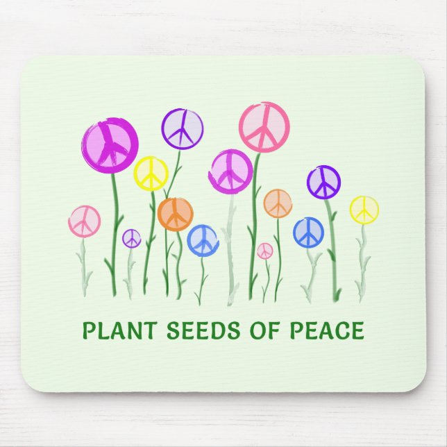 Peace Sign Flowers Mouse Mat (Front)
