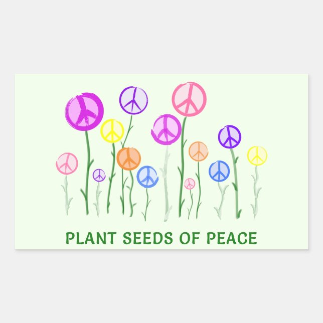 Peace Sign Flowers Rectangular Sticker (Front)