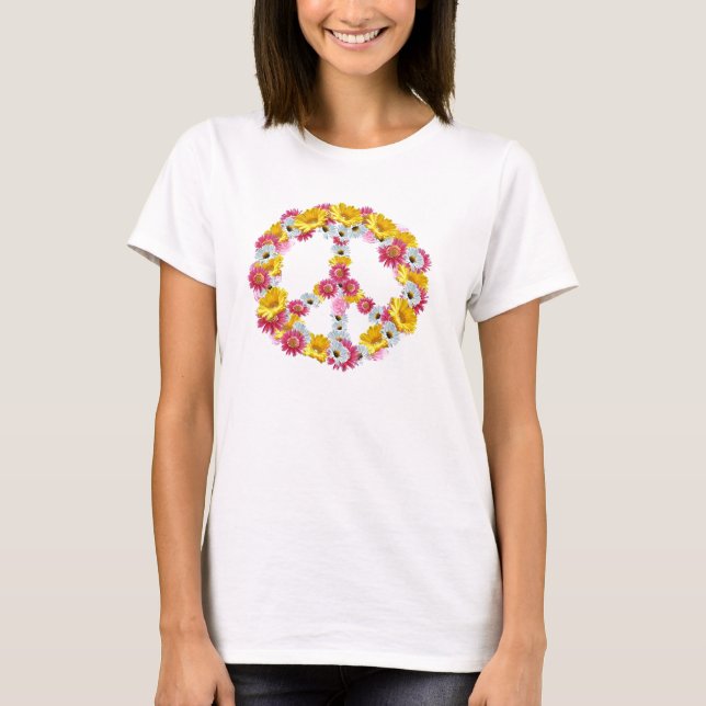 Peace sign flowers T-Shirt (Front)